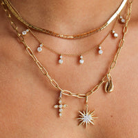 MONISHA MELWANI GOLD DIAMOND BEZEL CROSS PENDANT