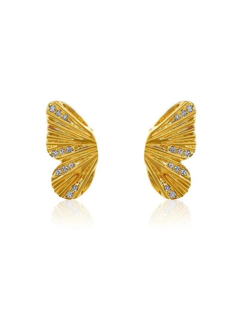 GOLD DIAMOND BUTTERFLY WING EARRINGS