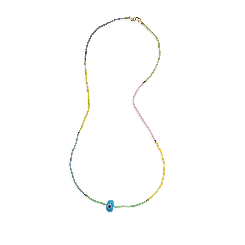 SANDY BEADED NECKLACE BLUE EYE – Big Drop NYC