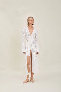 DEVON WINDSOR ELLIOTT KNIT ROBE IN IVORY