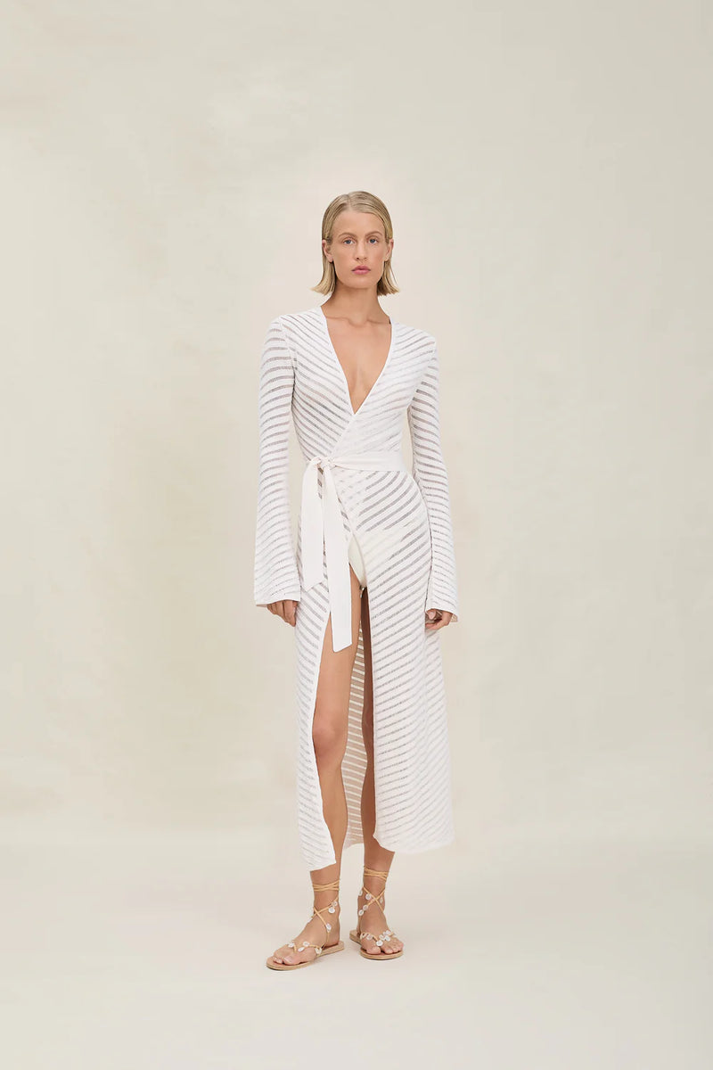 DEVON WINDSOR ELLIOTT KNIT ROBE IN IVORY