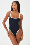 L'SPACE BAEWATCH ONE PIECE SWIMSUIT IN BLACK/CREAM