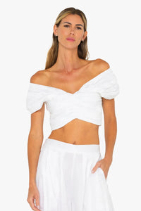JBQ THE LABEL ROSE CROP TOP IN WHITE