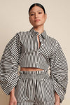 HEVRON RAQUEL TOP IN BLACK & WHITE STRIPE