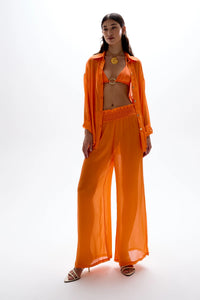 CIN CIN MISSION SHIRRED PANTS IN ORANGE