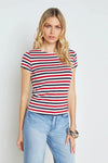 L'AGENCE RESSI FITTED TEE IN RED/NAVY/WHITE STRIPE