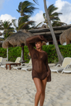 BANANHOT SERENA MINI DRESS COVERUP IN DARK BROWN