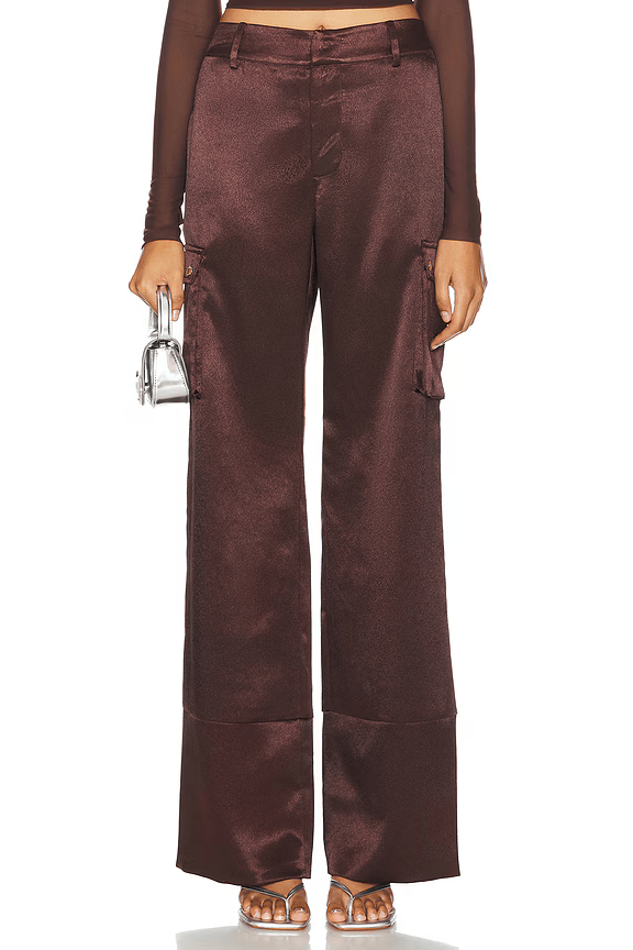 SER.O.YA GALIA SATIN CARGO PANT IN COCONUT-BOTTOM-SEROYA-Big Drop NYC