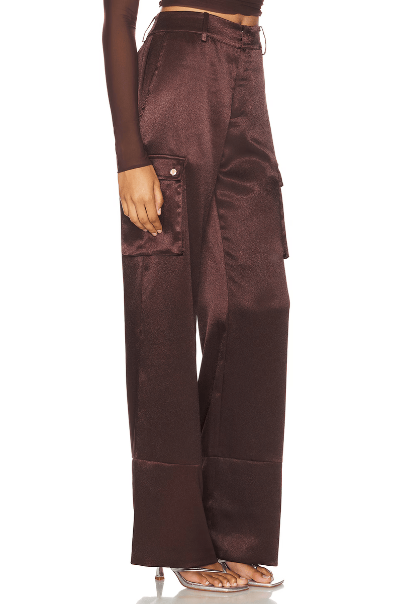 SER.O.YA GALIA SATIN CARGO PANT IN COCONUT-BOTTOM-SEROYA-Big Drop NYC