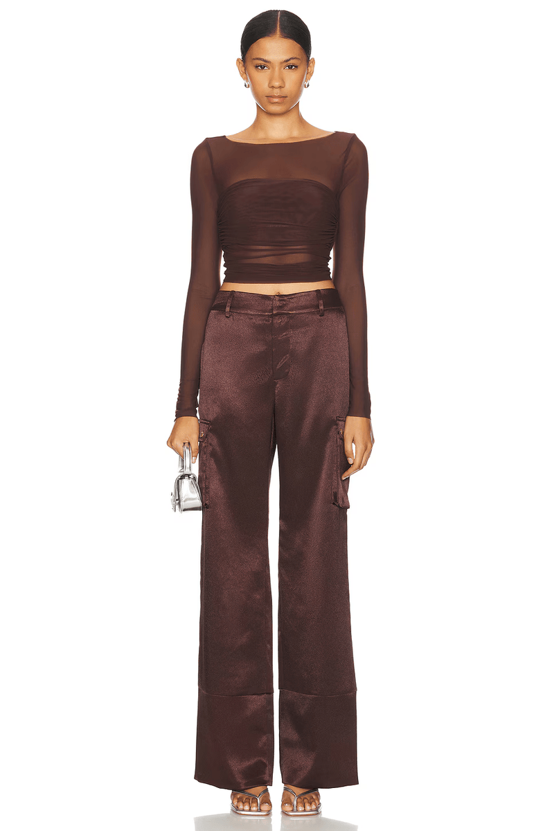 SER.O.YA GALIA SATIN CARGO PANT IN COCONUT-BOTTOM-SEROYA-Big Drop NYC