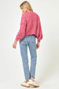 LSPACE STRAWBERRY FIELDS CARDIGAN IN STRAWBERRY MARL