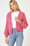 LSPACE STRAWBERRY FIELDS CARDIGAN IN STRAWBERRY MARL