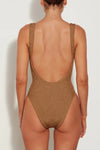 HUNZA G SQUARE NECK SWIM ONE PIECE IN METALLIC COCOA