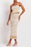 PATBO STRIPED CROCHET FRINGE TRIM MAXI SKIRT IN NATURAL