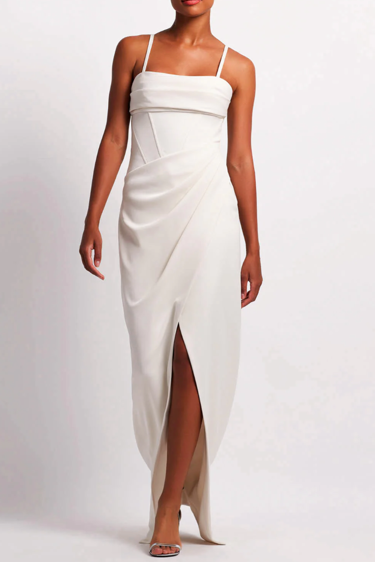 PATBO DRAPED MAXI DRESS IN IVORY