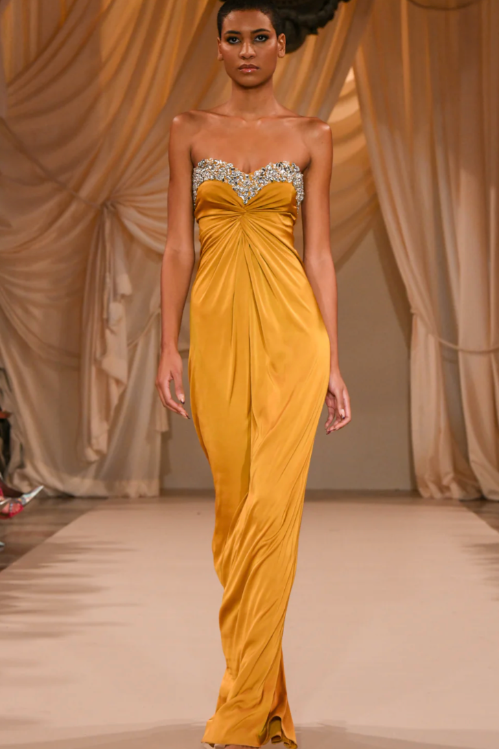 HAND BEADED STRAPLESS GOWN