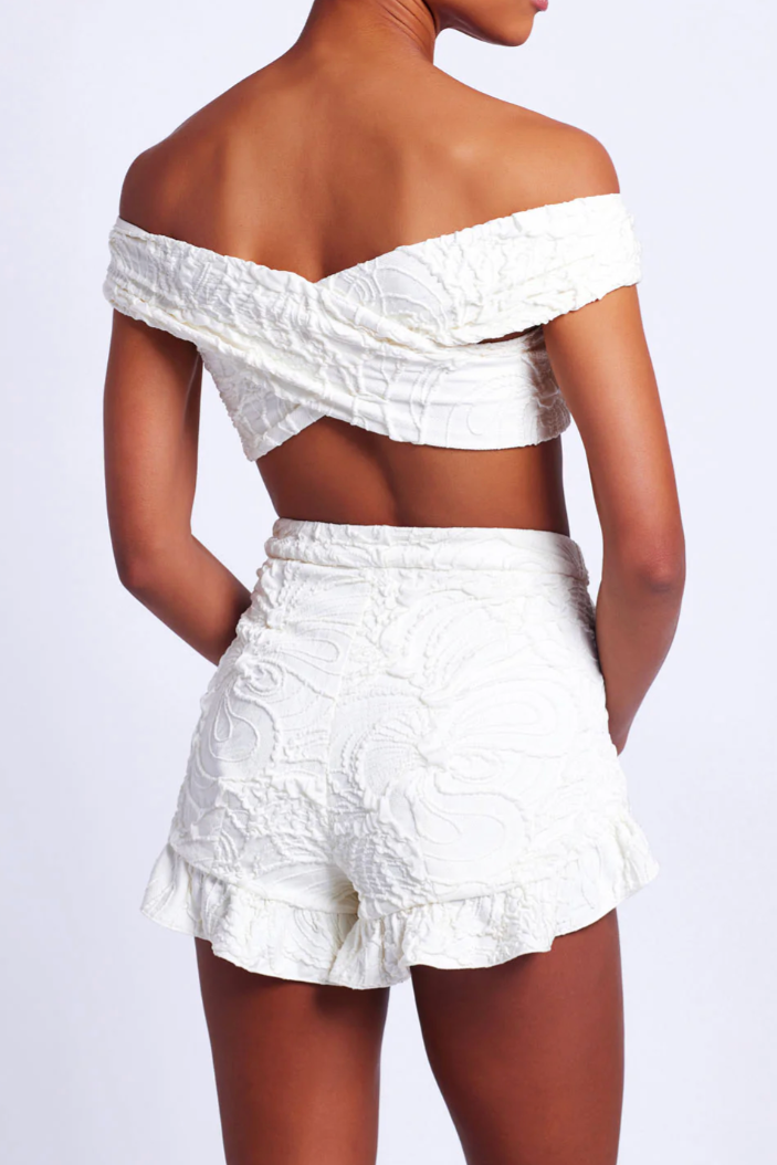 PATBO JACQUARD SHORTS IN WHITE