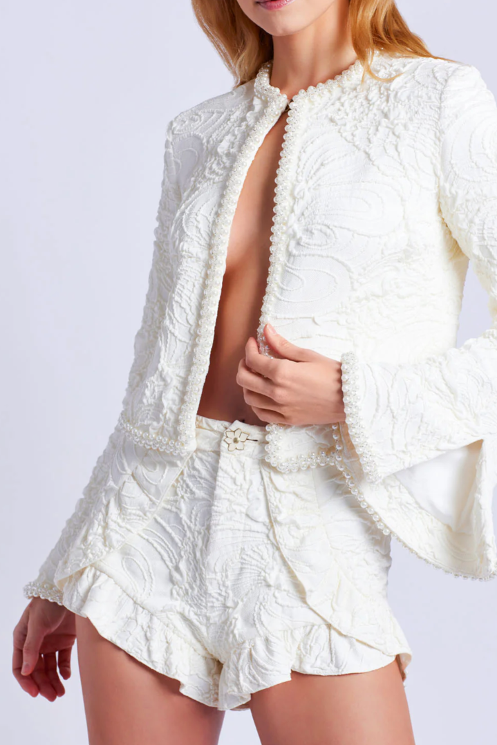 PATBO PEARL-BEADED JACQUARD JACKET IN WHITE – Big Drop NYC