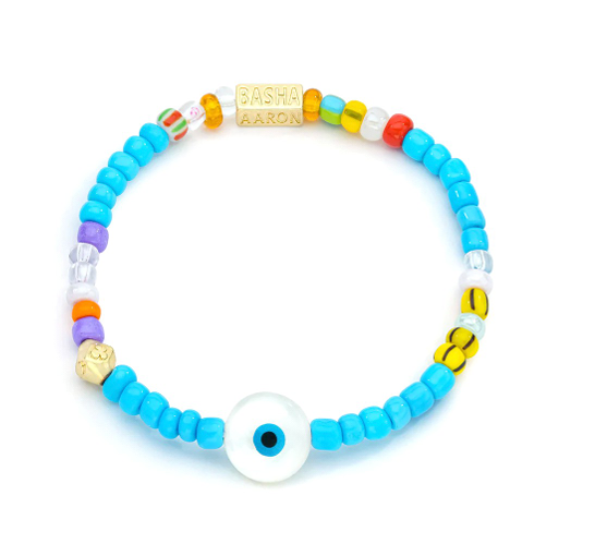 SHELL WHITE & TURQUOISE STRETCH BRACELET