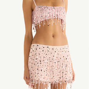 YASMIN HAND BEADED MINI SKIRT