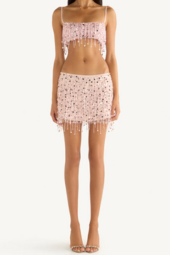 YASMIN HAND BEADED MINI SKIRT