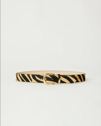 B-LOW THE BELT KENNEDY CALF-HAIR LEATHER BELT IN ZEBRA GOLD