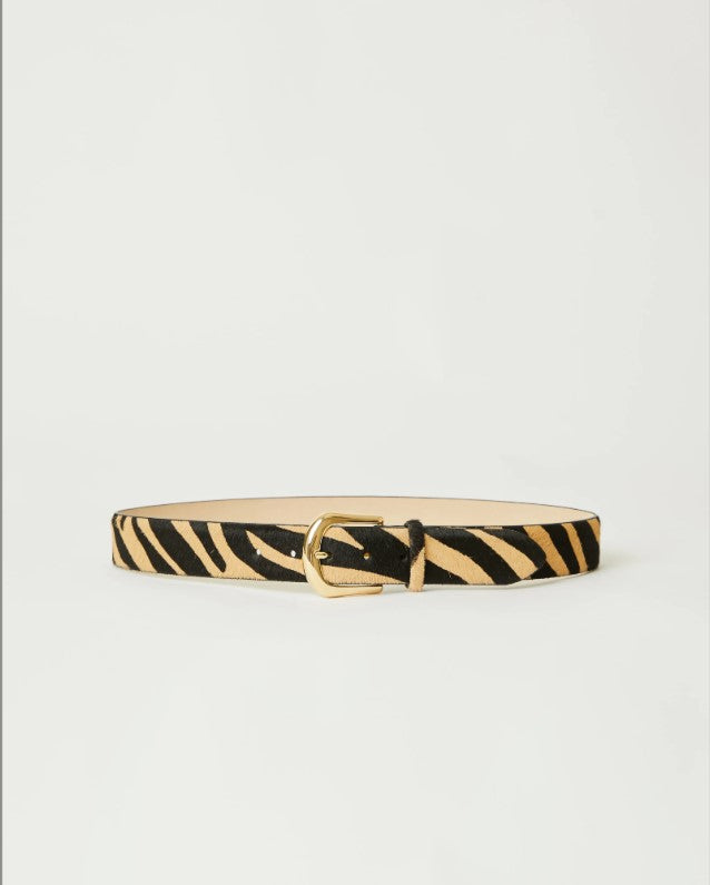 B-LOW THE BELT KENNEDY CALF-HAIR LEATHER BELT IN ZEBRA GOLD