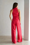 HEVRON SLOAN LINEN VEST IN BRIGHT RED