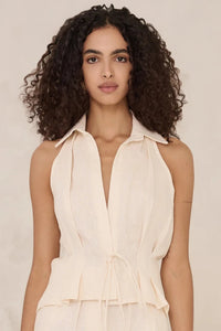 HEVRON SLOAN LINEN VEST IN IVORY