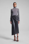 A.L.C. PATENT VEGAN LEATHER MIDI SKIRT IN SMOKE