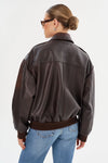 LA MARQUE TREVANNA LEATHER BOMBER JACKET IN RUB OFF BROWN