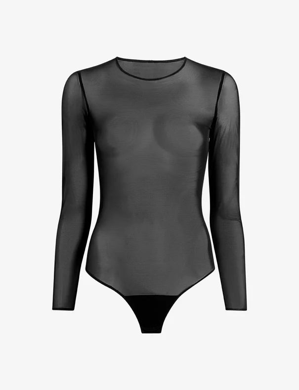 COMMANDO CHIC MESH LONG SLEEVE BODYSUIT IN BLACK