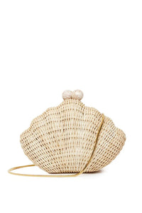 POOLSIDE BAGS SHELL MINAUDIERE IN NATURAL