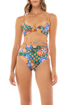 AGUA BENDITA LUCILLE TILE BIKINI TOP IN MULTICOLOR