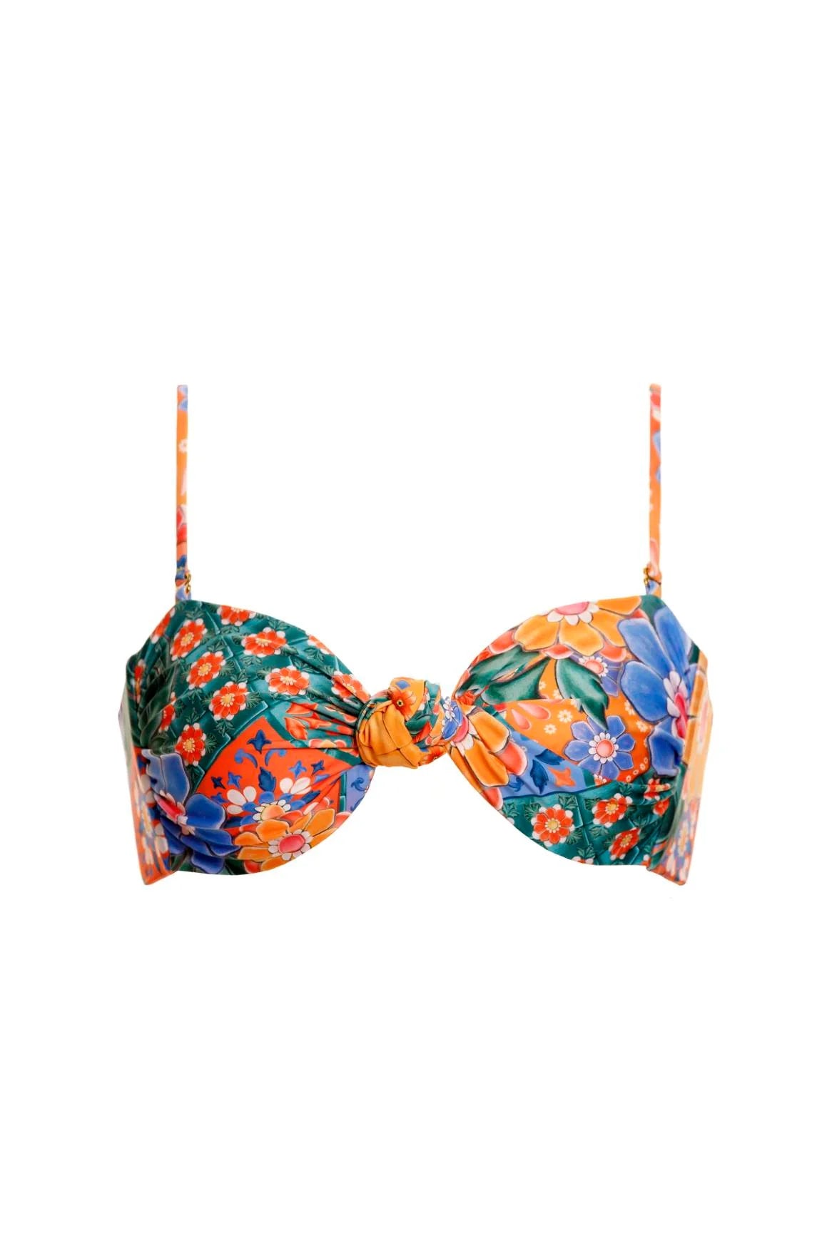 AGUA BENDITA LUCILLE TILE BIKINI TOP IN MULTICOLOR