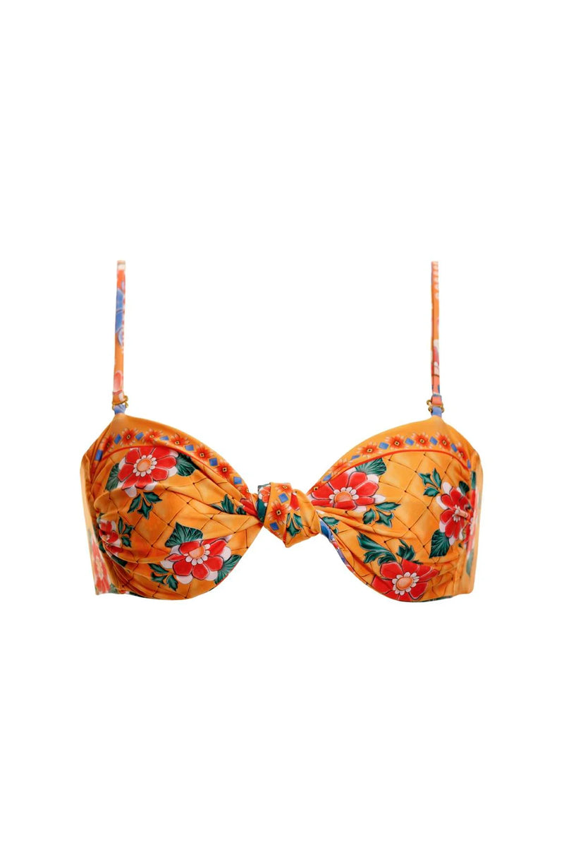 AGUA BENDITA LUCILLE TILE BIKINI TOP IN MULTICOLOR