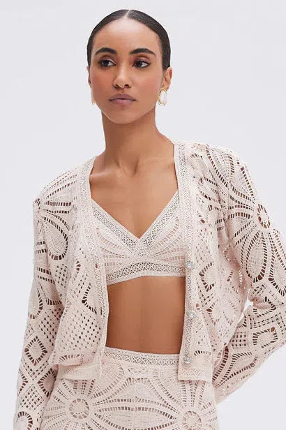 PATBO FLOWER CROCHET JACKET IN BEIGE