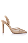 LANA WILKINSON JADE HEEL BEIGE MESH AND LIZARD