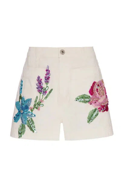 PATBO POPPY DENIM SHORT IN OFF WHITE