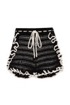 PATBO POPPY CROCHET FLOWER SHORT IN BLACK AND WHITE