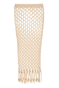 PATBO BEADED BEACH SKIRT IN OFF WHITE