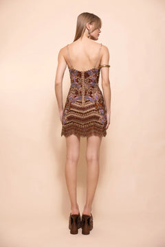 BOHO EMBROIDERY FRINGE SHORT DRESS