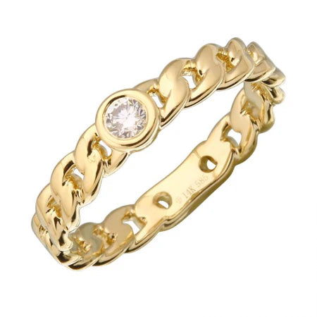DIAMOND BEZEL MINI CUBAN LINK RING