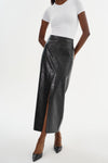 LA MARQUE YVETTE FAUX LEATHER MAXI SKIRT IN BLACK