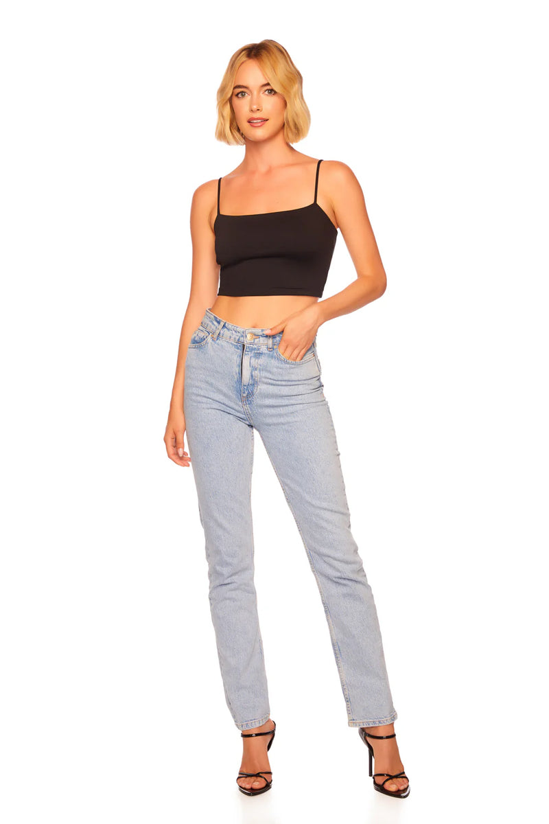 SUSANA MONACO ESSENTIAL STRING CROP TOP IN BLACK