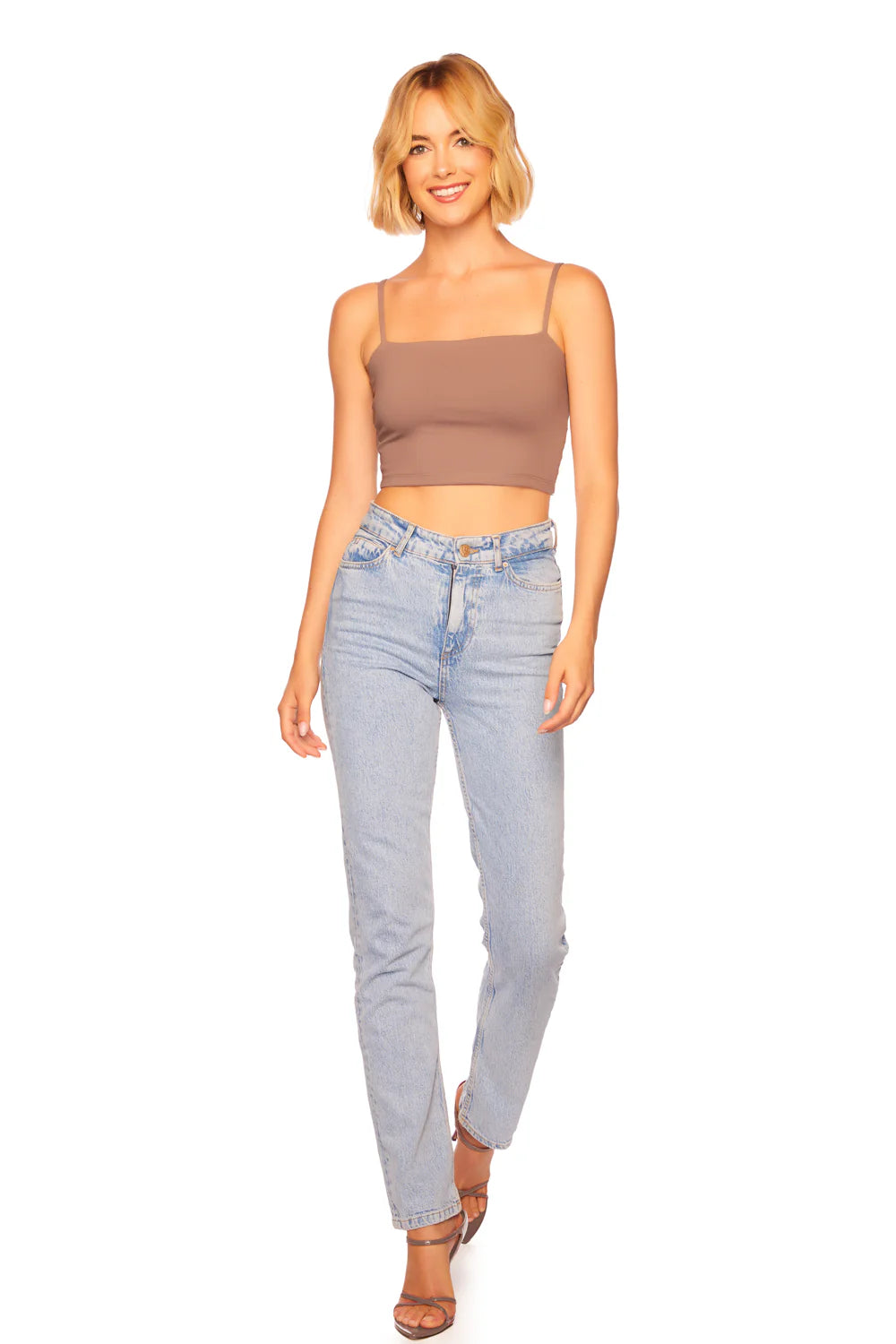 SUSANA MONACO ESSENTIAL STRING CROP TOP IN COCO