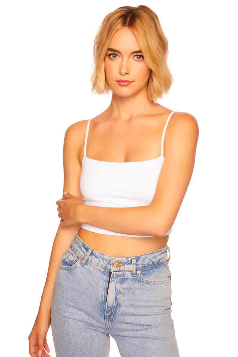 SUSANA MONACO ESSENTIAL STRING CROP TOP IN SUGAR