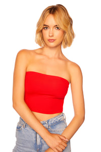 SUSANA MONACO ESSENTIAL TUBE TOP CROP IN PERFECT RED