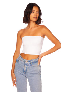 SUSANA MONACO ESSENTIAL TUBE TOP CROP IN SUGAR