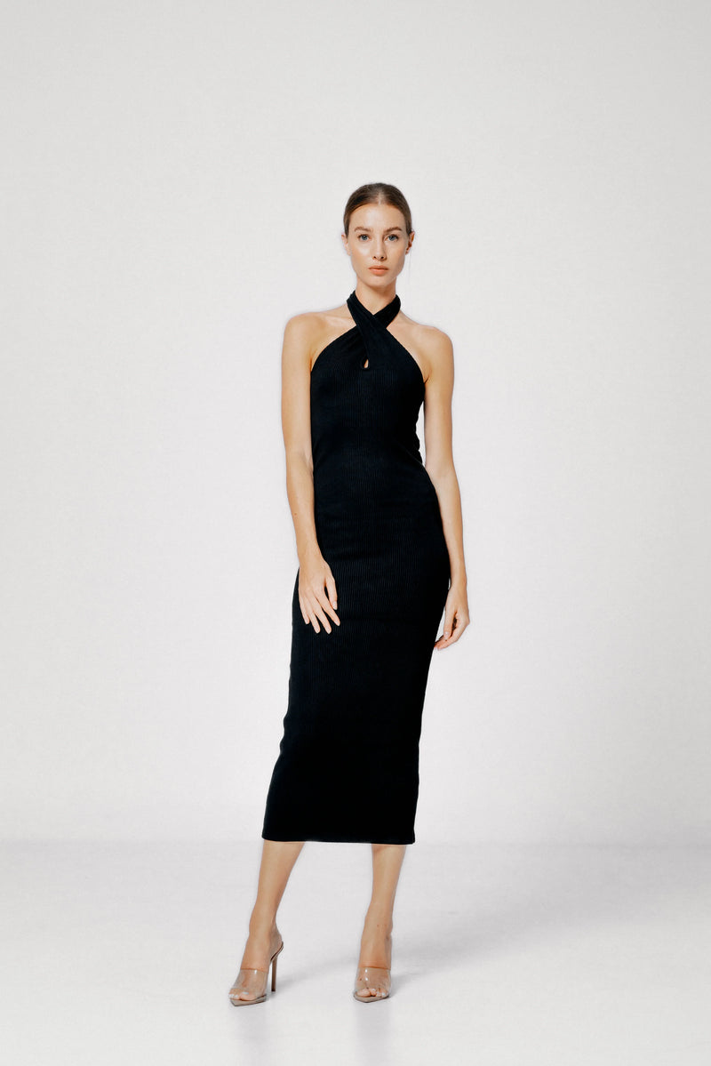 LOZZA HALTER NECK MAXI DRESS